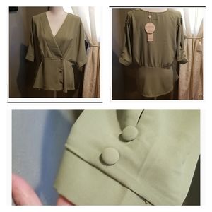La Reyna Green Blouse 2xl Women’s Plus Size